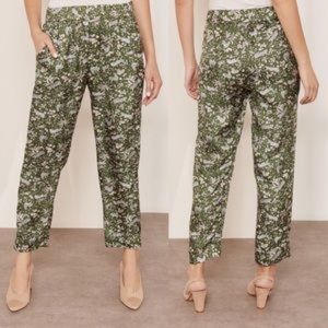 J.Crew Collection Silk Green Twill Pant Jungle Cat